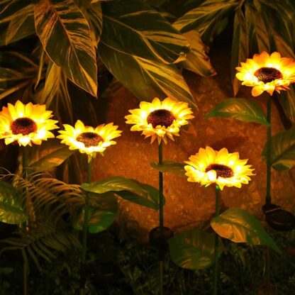 2 Pc Outdoor Solar Sunflower Lights Intelligent Light Control Waterproof Garden Landscape Stake Light - Image 9