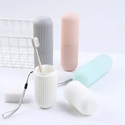 Travel Toothbrush Case & Holder w/ Rope & Brush (Portable, Capsule Shape) - Image 5