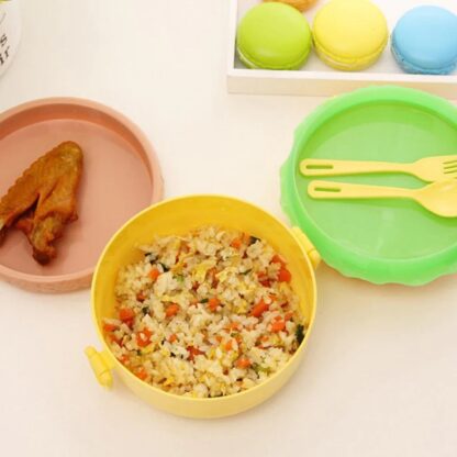 Burger Shape Lunch Box Plastic Lunch Box Food Container Sets Double Layer Lunchbox 1000ml With 2 Spoon Applicable to Kids and Elementary School Students - Image 8