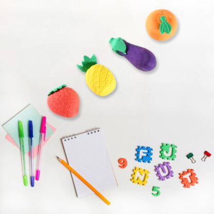 8760 Mini Cute Vegetables and Fruits Erasers or Pencil Rubbers for Kids, 1 Set Fancy & Stylish Colorful Erasers for Children, Eraser Set for Return Gift, Birthday Party, School Prize, 3D Erasers  (4 pc Set) - Image 3