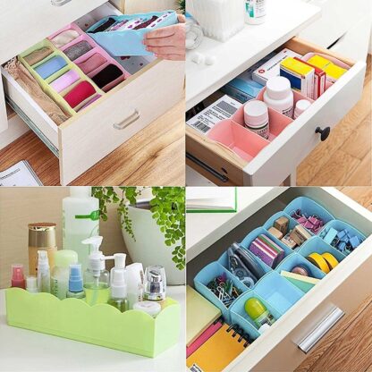 12680 Multi-Function Desktop Drawer Storage Box Clothing Organizer 5 Grid Storage Box Underwear Socks ,Ties Organizer Box (4 Pc Set) - Image 3