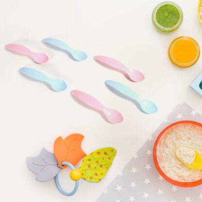 8182 Kids Cute Food Grade Foods Feeding Training Silicone Baby Spoon (set of 6 pcs) - Image 5