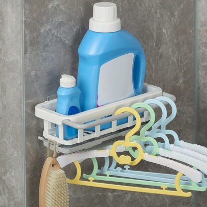 8788 Multipurpose Platic Hanging Drain Rack Retractable Sponge Storage Hanging Rack With Adhesive Hook for Kitchen and Bathroom Dishcloth Holders Basket Drying Tray Organizer - Image 3