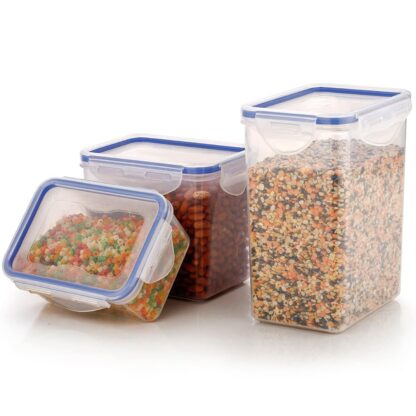 5829 Classics Rectangular Plastic Airtight Food Storage Containers with Leak Proof Locking Lid Storage container set of 3 Pc( Approx Capacity 500ml,1000ml,1500ml, Transparent) - Image 4