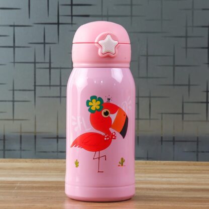 Love Baby Cute Animals Prints Kids Bottle Sipper for HOT N Cold Water, Milk, Juice with Bottle Cover, Cup, Zip Pocket & Straw to Keep Things Orange Green Pink Colors for Outdoor / Office / Gym / School (600 ML) - Image 9