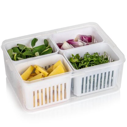 Fridge Storage Boxes Freezer Storage Containers, Container for Kitchen Storage Set, Storage in Kitchen, Vegetable Storage, Draining Crisper Refrigerator Food Box (1 Pc) - Image 15