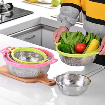 Stainless Steel Colander with Handle - Large Metal Mesh Basket Strainer (1 pc) - Image 2