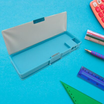 4260 Art & Stationery Cartoon Multi-functional Geometry Box for Boys with Inbuilt Calculator, 2 Sides Open and Double Sharpener Stationery Kit Pencil Box for Boys Art Plastic Pencil Box  for Girls and Boys - Image 6