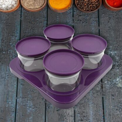 5550 Airtight Plastic 4 Pc Storage Container Set, With Tray Dry Fruit Plastic Storage Container Tray Set With Lid & Serving Tray For Kitchen - Image 6