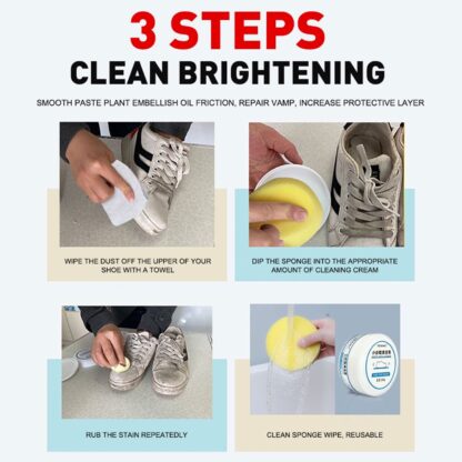 17733 Stain Remover Cleansing Cream for Shoe Polish Sneaker Cleaning Kit Shoe Eraser Stain Remover White Rubber Sole Shoe Cleaner White Shoe Cleaning Cream Stain Remover (260 Gm) - Image 5