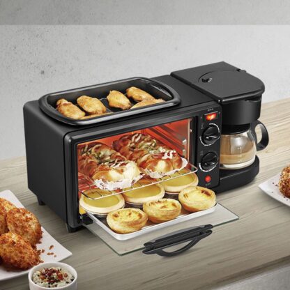 3 in 1 Breakfast Maker Portable Toaster Oven, Grill Pan & Coffee Maker Full Breakfast Ready at One Go - Image 4