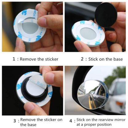 1512 Blind Spot Round Wide Angle Adjustable Convex Rear View Mirror - Pack of 2 - Image 3