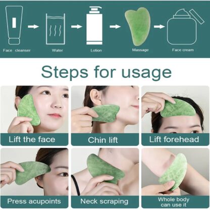 Gua Sha Stone and Anti Aging Jade Roller Massager for Face Massage Natural Face Skincare Massager & Face Roller Massager for Women | Face Shaper Jade Roller and Gua Sha Set for Glowing Skin - Image 7