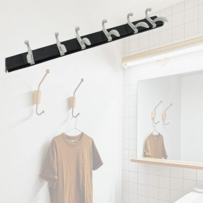 7572 Cloth hanger, Wall Door Hooks Rail for Hanging Clothes for Hanging Hook Rack Rail, Extra Long Coat Hanger Wall Mount for Clothes, Jacket, Hats, 6 Hook With Eco-friendly Liquid Adhesive Glue - Image 6