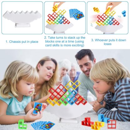 17750 3D Tower Game, Tower Balance Game, Tower Stacking Game Adult Kid Tower Stacking Blocks Balance Game Blocks Building Toys for Kids Age 3+ Years (16 Pcs Set) - Image 3