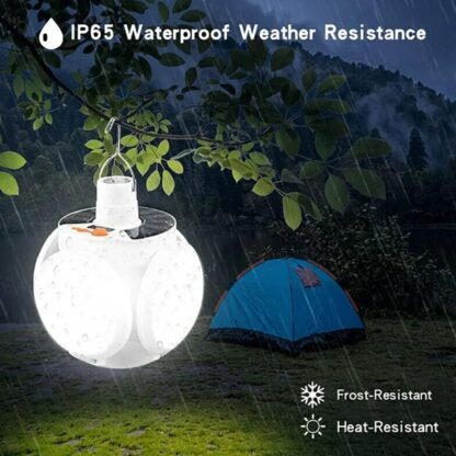 12590 Solar Multi-Functional Emergency LED Light Bulb with USB Charging, LED camping lamp, camping lamp, USB rechargeable, 5 brightness light modes, foldable camping light, SOS IP65 waterproof camping light, blackout emergency equipment, camping gadgets - Image 5