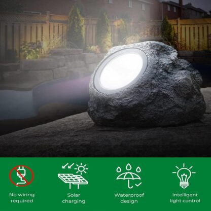 7577 Solar Powered LED Rock Light Solar Powered LED Spotlight Faux Stone for Pathway Landscape Garden Outdoor Patio Yard (1 Pc) - Image 8