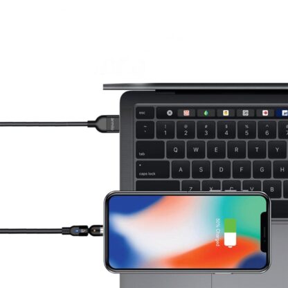 0301 3 in 1 Magnetic USB Charging Cable | USB-c Android and Lightning with Extra Protecting Nylon| Strong Magnetic Cable with Full Rotation Support Fast Charging - Image 3