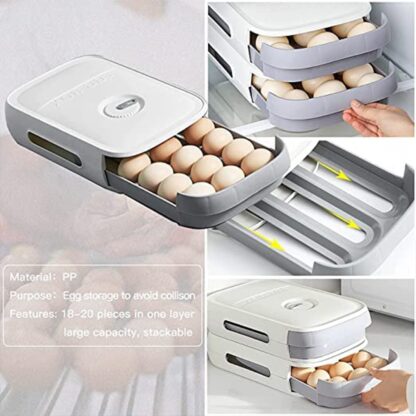 5723 Egg Storage Box Plastic Egg Drawer Fridge Egg Organizer Egg Keeper Refrigerator Egg Drawer Plastic Egg Carton Covered Egg Holder Pantry Egg Bin Household Egg Tray (1 Pc) - Image 5