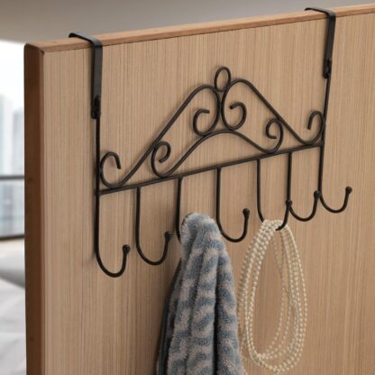 9383 Over The Door Hanger Rack 7 Hooks Decorative Ognazier Hook Rack Stylish Door Hanger Door Hook Hangers with 7 Hooks,Metal Hanging Rack for Home Office Use - Image 3