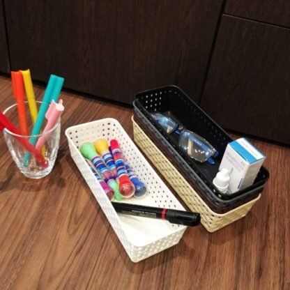 8787 Plastic Multipurpose Desk Organizer Tray Office Drawer Dividers Storage Bins for Kitchen, Bathroom, Office, Makeup, Bedroom Dresser, Craft Basket Rack Multicolour (6 Pcs Set) - Image 3