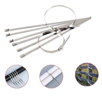 Stainless Steel Cable TIE Used for Solar, Industrial and Home Improvement Multipurpose HIGH Strength, Self-Locking Zip Ties, Multi-purpose Tie, Portable Rustproof 100Pcs Wide Application Zip Tie Set for Building ( 4.6x200MM & 4.6x100MM /  100 pcs Set) - Image 6