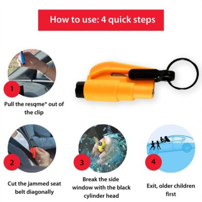 8761  2 in 1 Emergency Safety Cutter with Key Chain, Small Portable Handy Emergency Safely Glass Breaking & Seat Belt Cutting Keychain Tool - Image 2