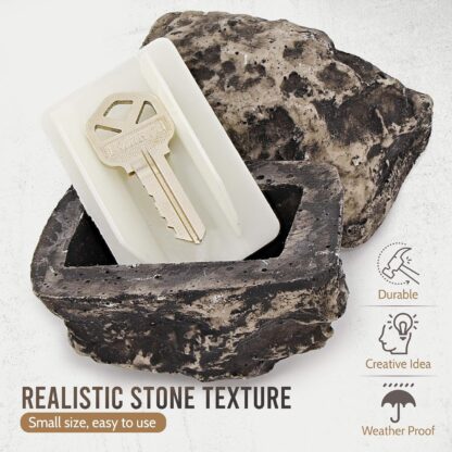 Hide a Key Outside Rock Looks Like a Real Rock - Weatherproof Rock Key Perfect for Emergencies - Fake Rock Key Hider Outside Decorative (1 Pc) - Image 4