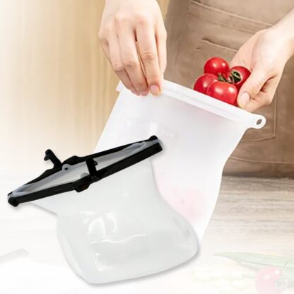 Reusable Silicone Food Storage Bag Set Leakproof Lock Reusable Flat Bottom Freezer Bags, Sandwich Bags, Silicone Food Grade Kids Snack Bags, BPA Free Microwave Dishwasher Safe (1 Pc) - Image 10