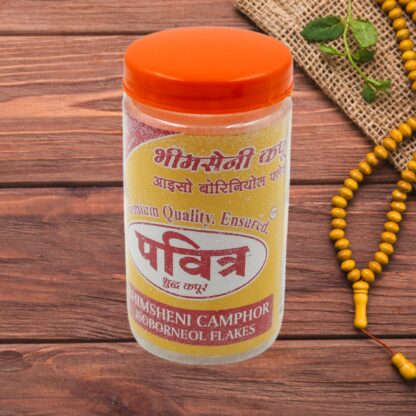 Natural Bhimsheni Camphor (Kapoor) Bhimseni Camphor Kapoor / Kapur Isoborneol Flakes Jar 100gm - Image 3