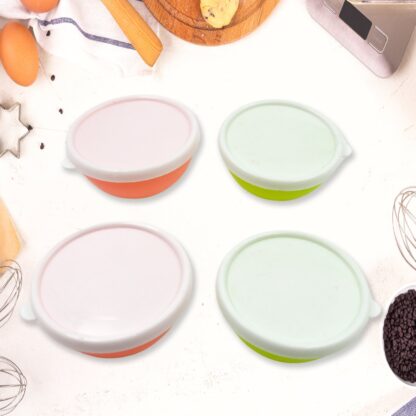 5558 Multipurpose Small Round Plastic Bowl / Katori With Lid, Microwave Safe Reusable Lightweight Bowl, Dishwasher Safe Chutney Bowl (4 Pcs Set) - Image 3