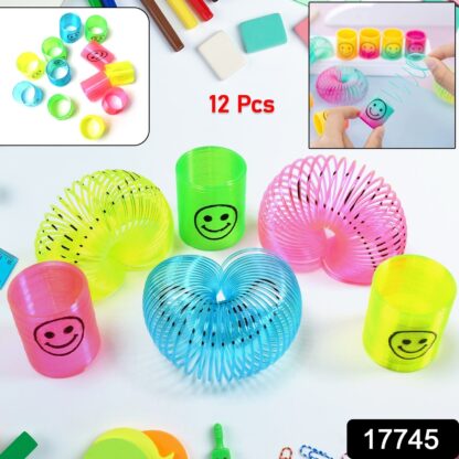 17745 Multicolor Magic Smiley Spring, Spring Toys, Slinky, Slinky Spring Toy, Toy for Kids for Birthdays, Compact and Portable Easy to Carry (12 Pcs Set) - Image 2