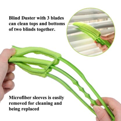 7729 Window Blind Cleaner Duster Brush with Microfiber Sleeves - Blind Cleaner Tools for Window Shutters Blind Air Conditioner Jalousie Dust - Image 6