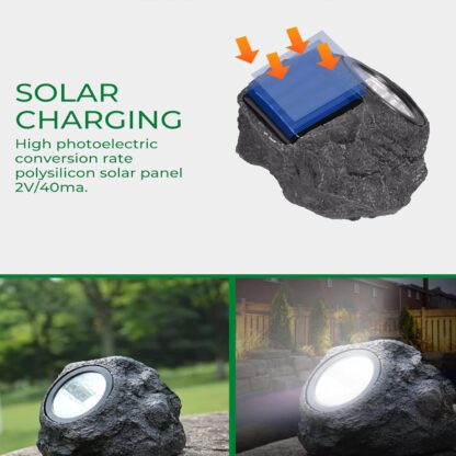 7577 Solar Powered LED Rock Light Solar Powered LED Spotlight Faux Stone for Pathway Landscape Garden Outdoor Patio Yard (1 Pc) - Image 7