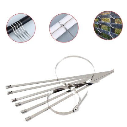 Stainless Steel Cable TIE Used for Solar, Industrial and Home Improvement Multipurpose HIGH Strength, Self-Locking Zip Ties, Multi-purpose Tie, Portable Rustproof 100Pcs Wide Application Zip Tie Set for Building ( 4.6x200MM & 4.6x100MM /  100 pcs Set) - Image 9