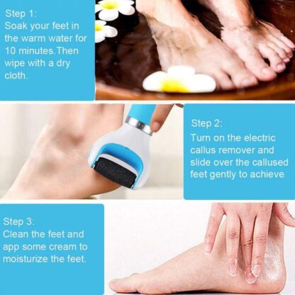 0229 Electronic Dry Foot File, Callous Remover for Feet, Electric Foot with Roller Hard and Dead Skin- Regular Coarse, Baby smooth feet in minutes. For in home padicure foot care, Battery Powered & USB (Battery not included) - Image 3