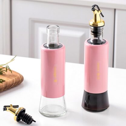 300 ML Olive Oil Dispenser Bottle Leakproof Condiment Glass Container Non- Drip Spout Soy Sauce Vinegar Cruet Bottle for Kitchen Cooking BBQ Fry for Kicthen Home (300 ML) - Image 5