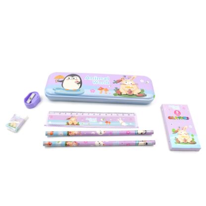 4297 School Supplies Stationery Kit with 1 Pencil Box Case 2 Pencils 6 Crayon Colors 1 Ruler Scale 1 Eraser 1 Sharpener Stationary Kit for Girls Pencil Pen Book Eraser Sharpener Crayons - Stationary Kit Set for Kids Birthday Gift (12 Pc Set) - Image 4