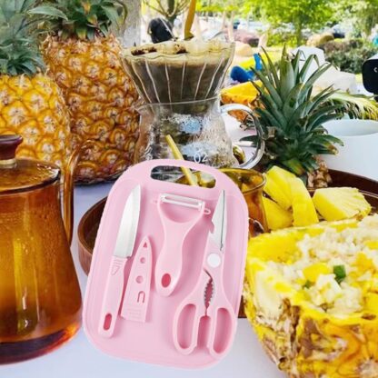 5490 Mini Travel Cutting Board Set, 4 Pcs Portable Mini Camping Plastic Cutting Board & Knife, Fruits & Vegetable Peeler Scissors, Kitchen Knives Set, for travel, picnic, camping, outdoor, park (4 Pc Set) - Image 6