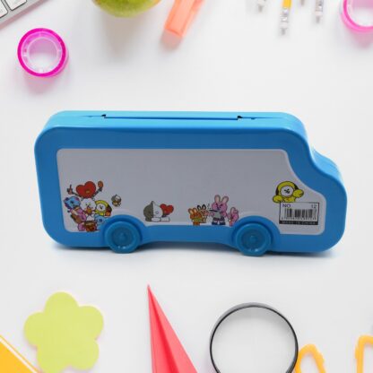 4562  Bus Shape Compass Box for Boys, Kids School Accessories |  Pencil Box  with Wheels for Girls and Kids, String Operated Case Students School Supplies - Stationery Set Organizer Birthday Return Gift for Kids - Image 5