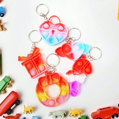 Compact Silicone Pop it Keychain Toy - Birthday Return Gift of Kids - Portable Bubble Popping Fun Stress Relief Fidget Toy (mix design | 1 Pc) - Image 6