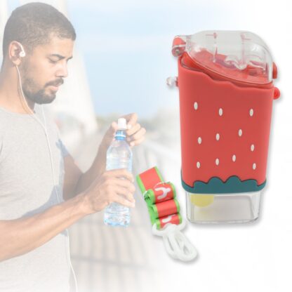 12555 Portable Cute Water Bottle for Kids, Unique Ice Cream Shape water cup, Popsicle Shaped Plastic Kettle with Straw, Adjustable Shoulder Strap, BPA free, Leakproof (300 ML) - Image 3