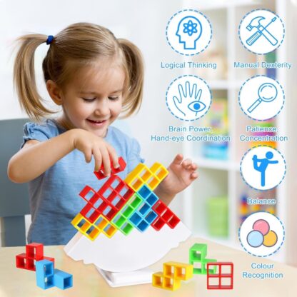 17750 3D Tower Game, Tower Balance Game, Tower Stacking Game Adult Kid Tower Stacking Blocks Balance Game Blocks Building Toys for Kids Age 3+ Years (16 Pcs Set) - Image 6