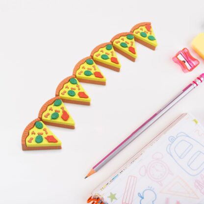 4347 3D Pizza Slices Kids Favourite Food Eraser, Pizza 7 slice eraser for kids Adults fast food lover Stationary Kit Fancy & Stylish Colorful Erasers, for Return Gift, Birthday Party, School Prize - Image 3