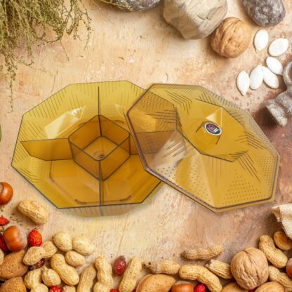 Walnut Dry Fruit Box, Large Size Dry Fruit for Gift, Food Storage Fruit and Candy Plate for Living Room Snack Dry Fruit Candy Creative Storage Box Watermelon Seeds Nuts Acrylic Mesh Trays Snack Plates (1 Pc / Multicolor ) - Image 3