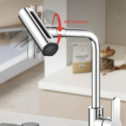 7575 Multifunction Shower Waterfall Kitchen Faucet, 360° Rotation Waterfall Kitchen Faucet, Touch Kitchen Faucet, Faucet Extender for Kitchen Sink, Swivel Waterfall Kitchen Faucet for Washing Vegetable Fruit (4 In 1 ) - Image 5