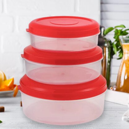 2062 Heavy Plastic Material Stackable & Reusable Classic Round Plastic Big Storage Container Box For Kitchen & Home Organization (PACK OF 3) - Image 6