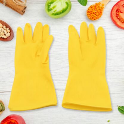 0681 Multipurpose High Grade Rubber Reusable Cleaning Gloves, Reusable Rubber Hand Gloves I Latex Safety Gloves I for Washing I Cleaning Kitchen I Gardening I Sanitation I Wet and Dry Use Gloves (1 Pair 98 Gm) - Image 5