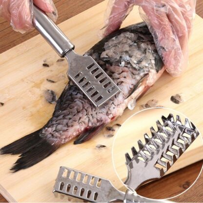 2194 Fish Scale Remover Scraper Stainless Steel Fish Cutting Tools Sawtooth Easily Remove Fish Scales-Cleaning Brush Scraper Kitchen Tool- - Image 5