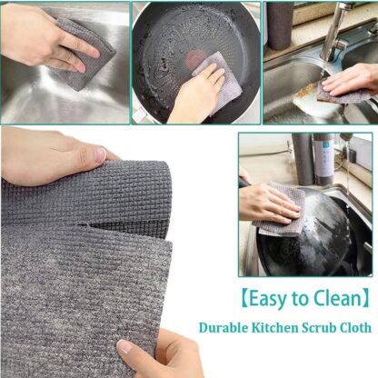 8190 Durable Kitchen Scrub Cloth, Microfiber Cleaning Cloth Roll, Kitchen Wear-Resistant Cloth 20×22cm, Multipurpose Cleaning Cloths for Kitchen (1pc) - Image 6